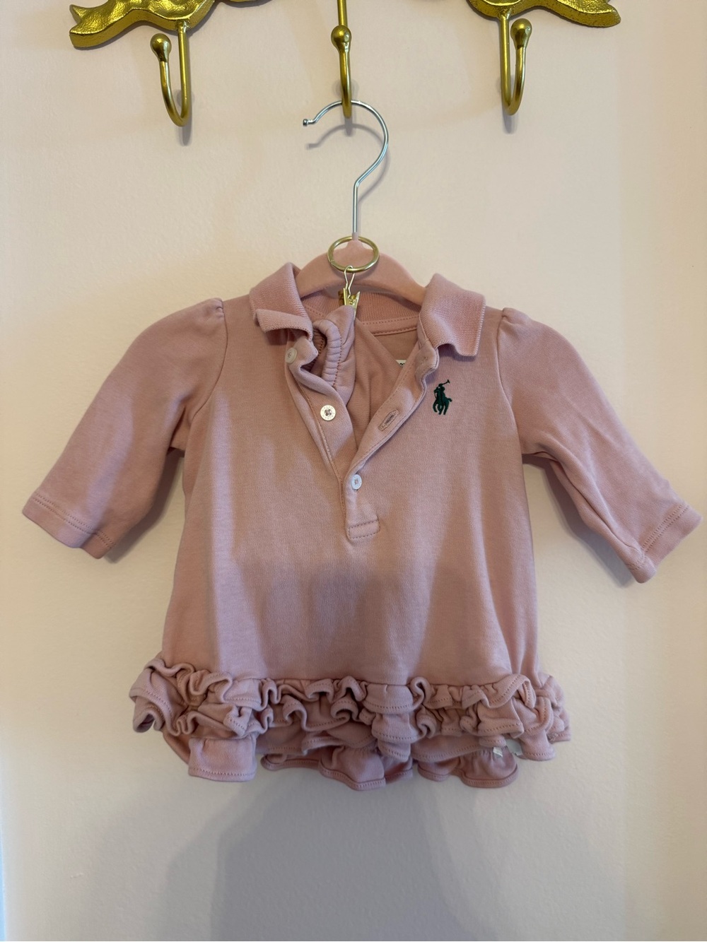 Ralph Lauren Dusty Pink Ruffle Polo Dress Baby